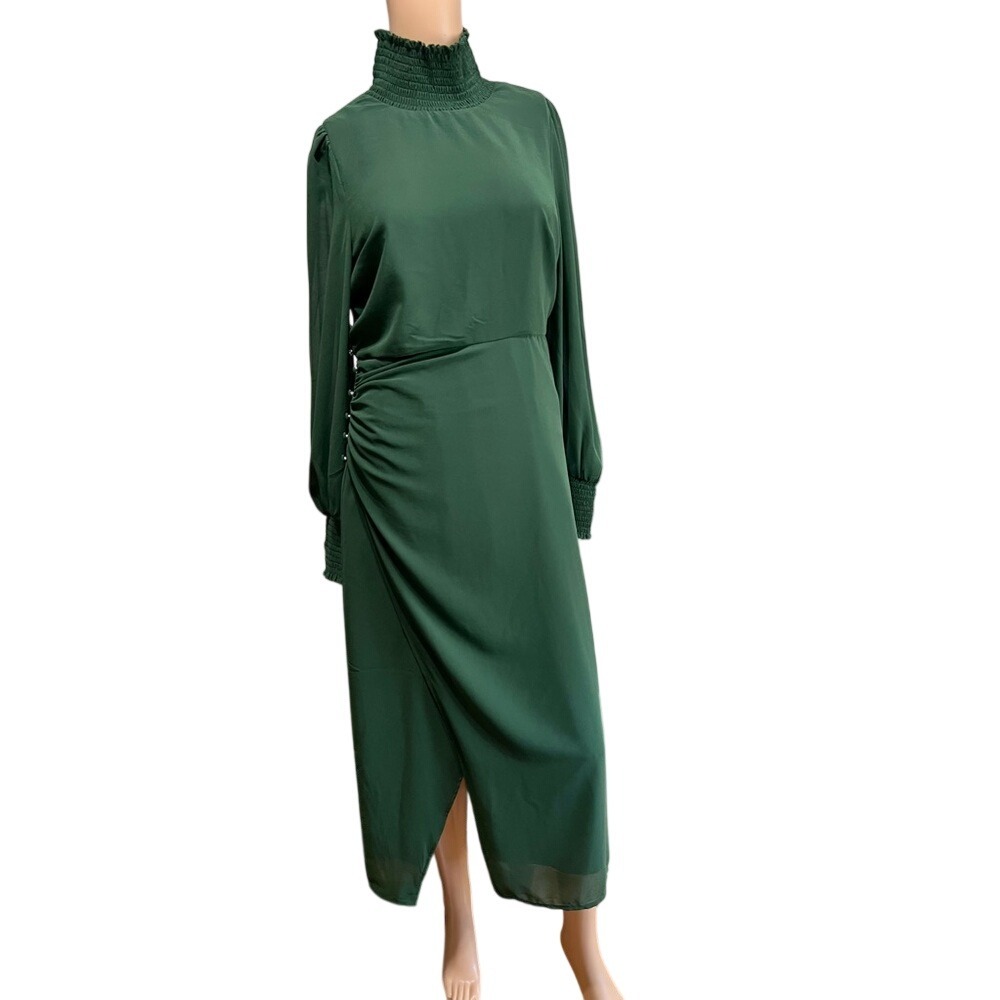 Victorian Style Dress Long Sleeve High Neck Faux Side‎ Buttons NWT